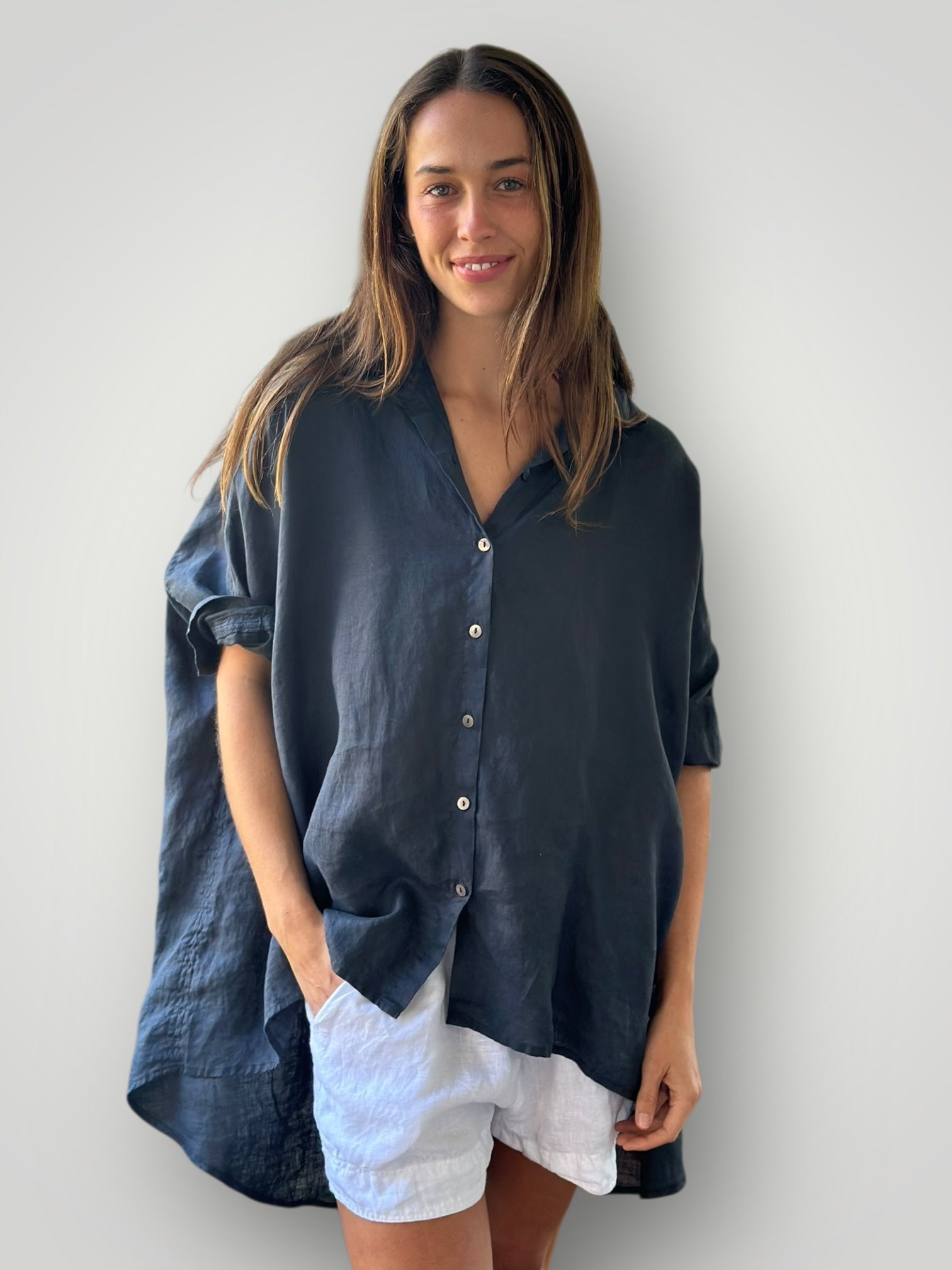issey shirt - charcoal linen