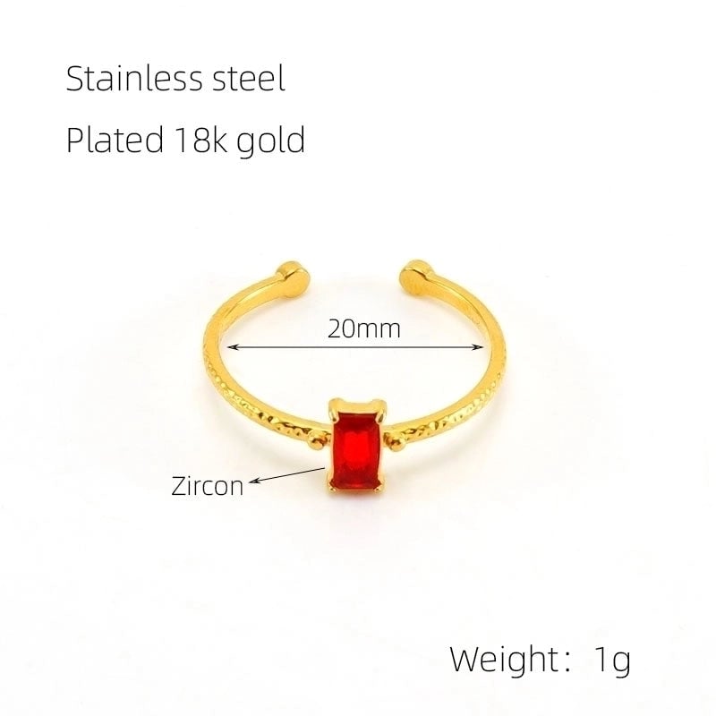 304 Stainless Steel 18K Gold Plated Elegant Retro Plating Inlay Geometric Zircon Open Rings