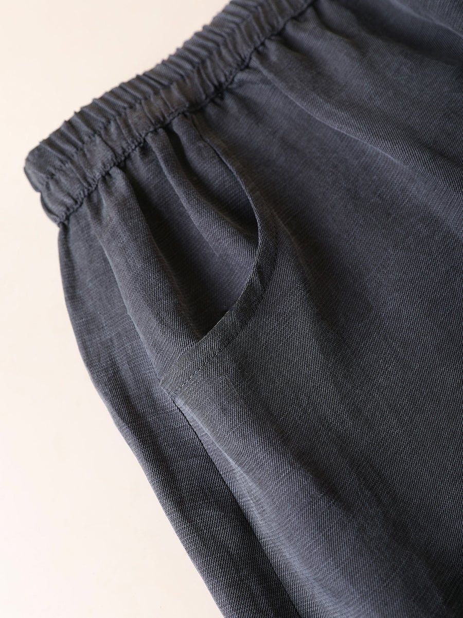 Women Summer Pure Color Linen Straight Skirt