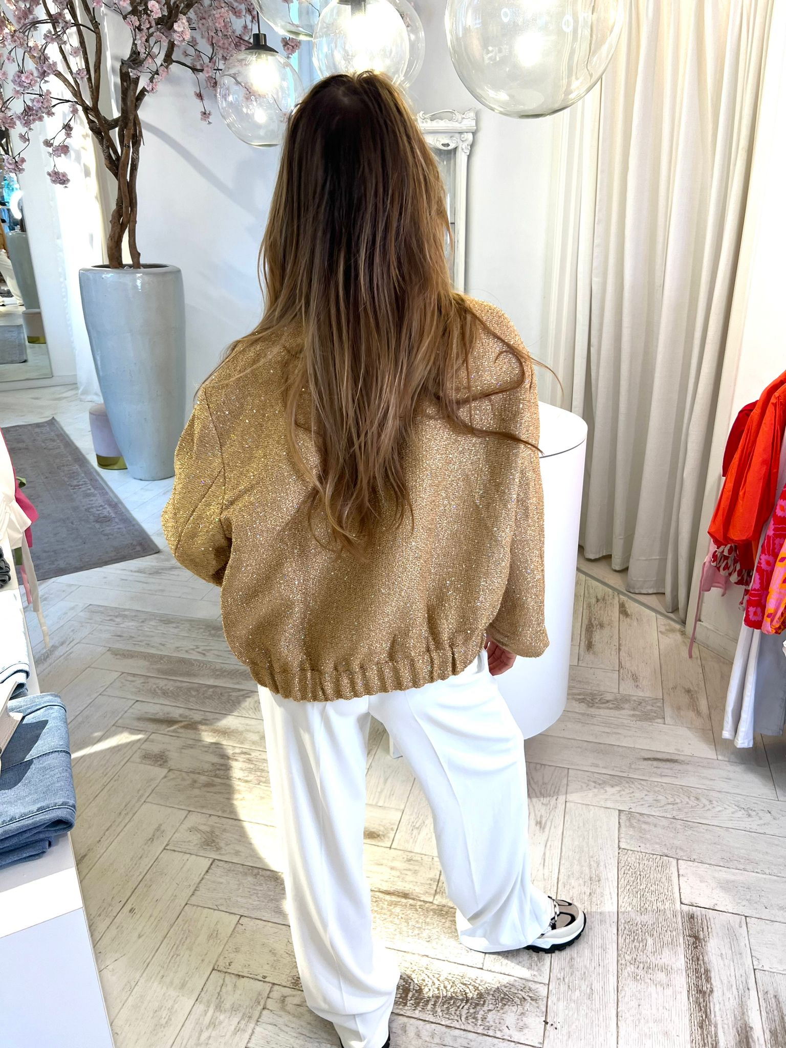 Amber Bomber Sparkle Jacket Gold