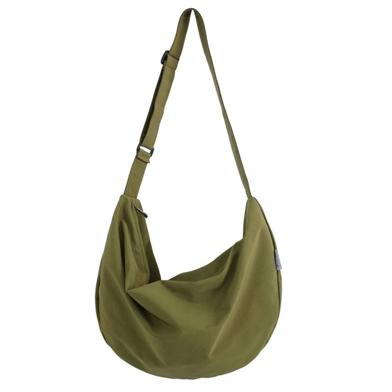 Women's Nylon Oxford Cloth Solid Color Basic Dumpling Shape Zipper Crossbody Bag