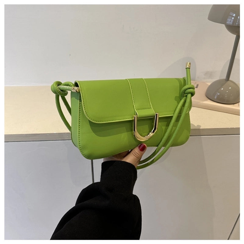 Women's Small Pu Leather Solid Color Streetwear Square Magnetic Buckle Shoulder Bag
