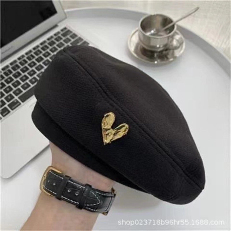 Love Beret Love 2025 Women Autumn And Winter New Woolen Hat Big Head Circumference Face Small