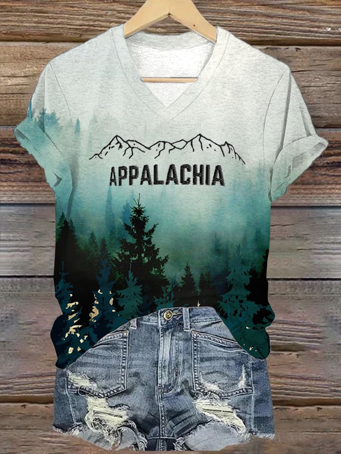 Women's Appalachia Strong Print V-Neck T-Shirt