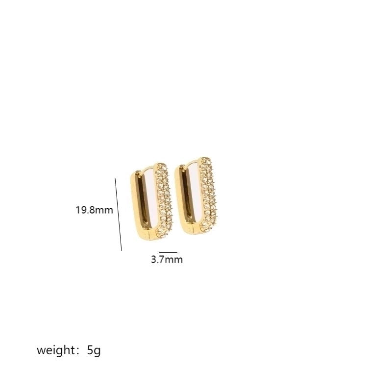 1 Pair Minimalist U Shape Round Plating Inlay Stainless Steel Pearl Zircon 18K Gold Plated Earrings