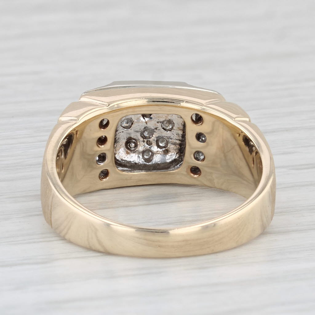 0.18ctw Diamond Cluster Ring 10k Yellow Gold Size 10 Men's