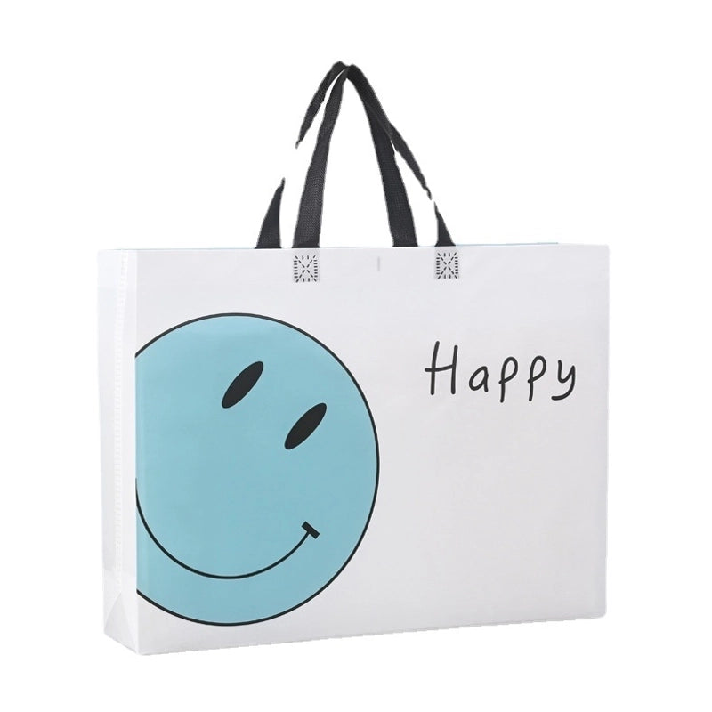 In Stock Hot-pressed Non-woven Clothing Bag Smile Face Facial Expression Bag Color Printing Children's Clothing Bag Advertising Handbag Printing LO