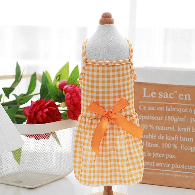 Summer Thin Pet Dress Princess Style Teddy Cat Strap Polka Dot Skirt Dog Clothes