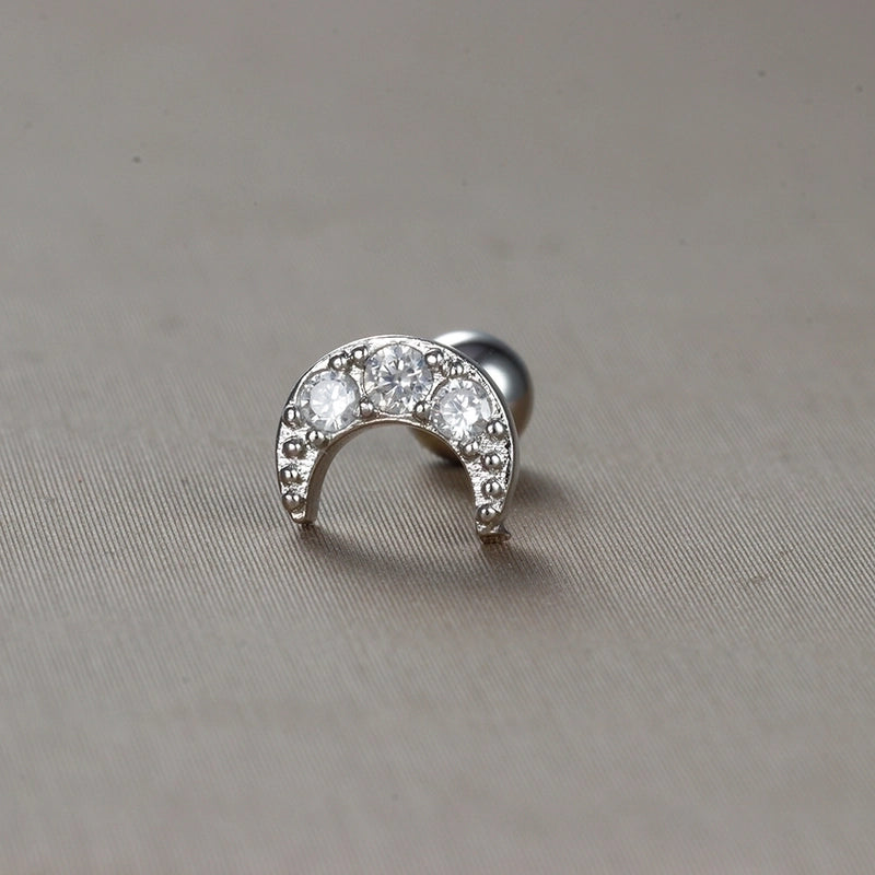 1 Piece Minimalist Star Heart Shape Crown Plating Inlay Stainless Steel Zircon Ear Studs