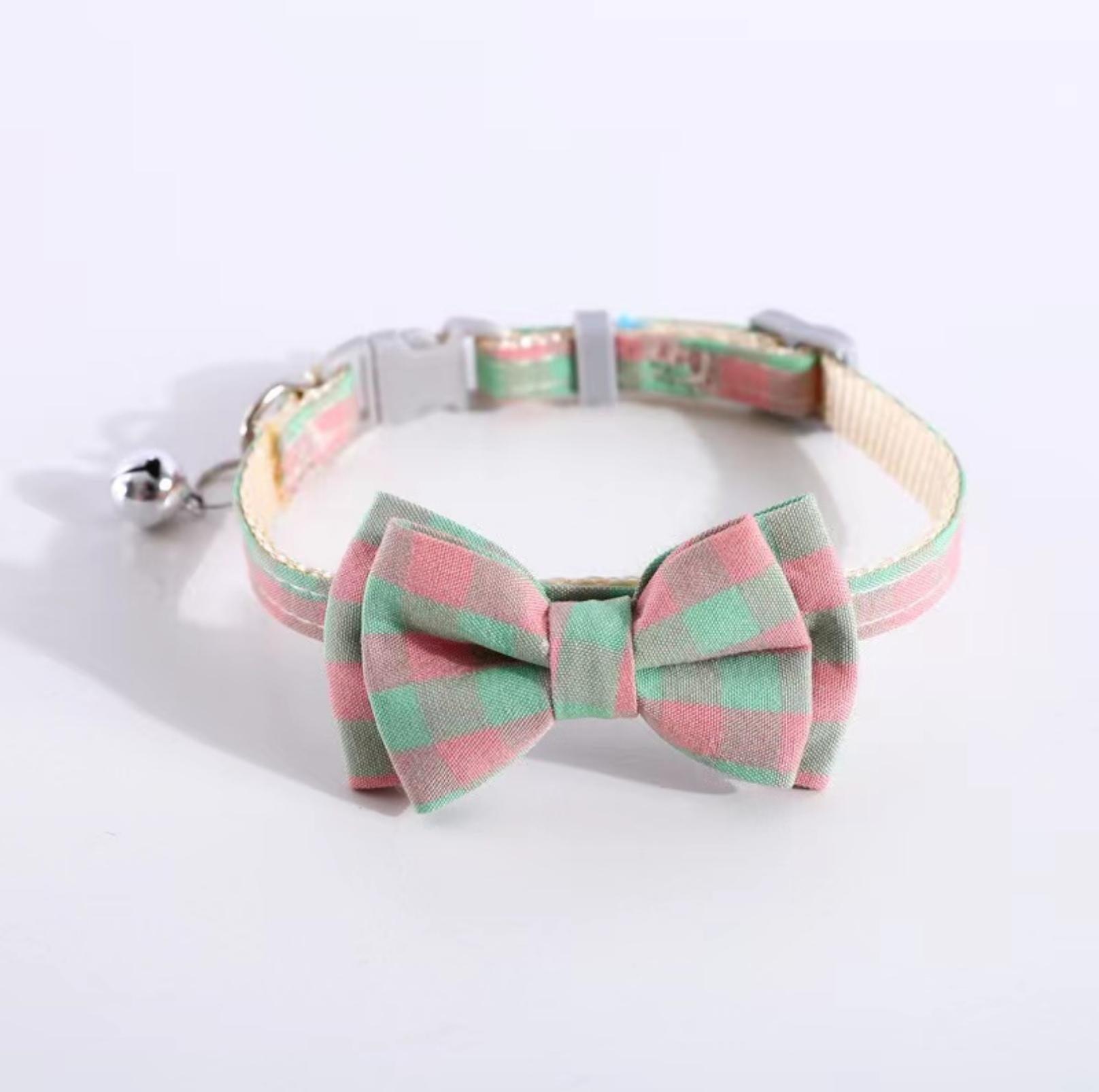 Colourful Plaid Bow Style Adjustable Pet Collar