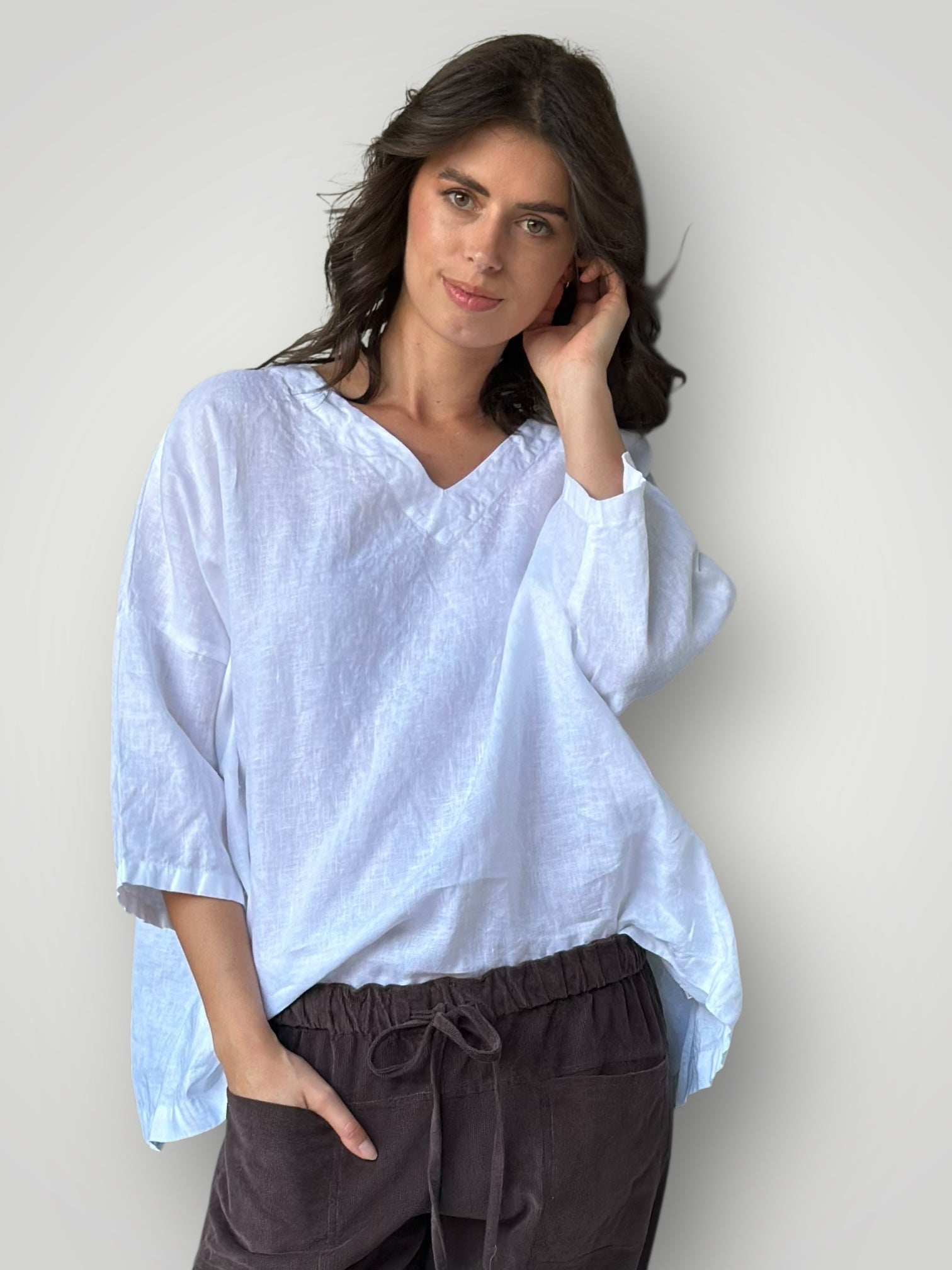 lydia top - white linen