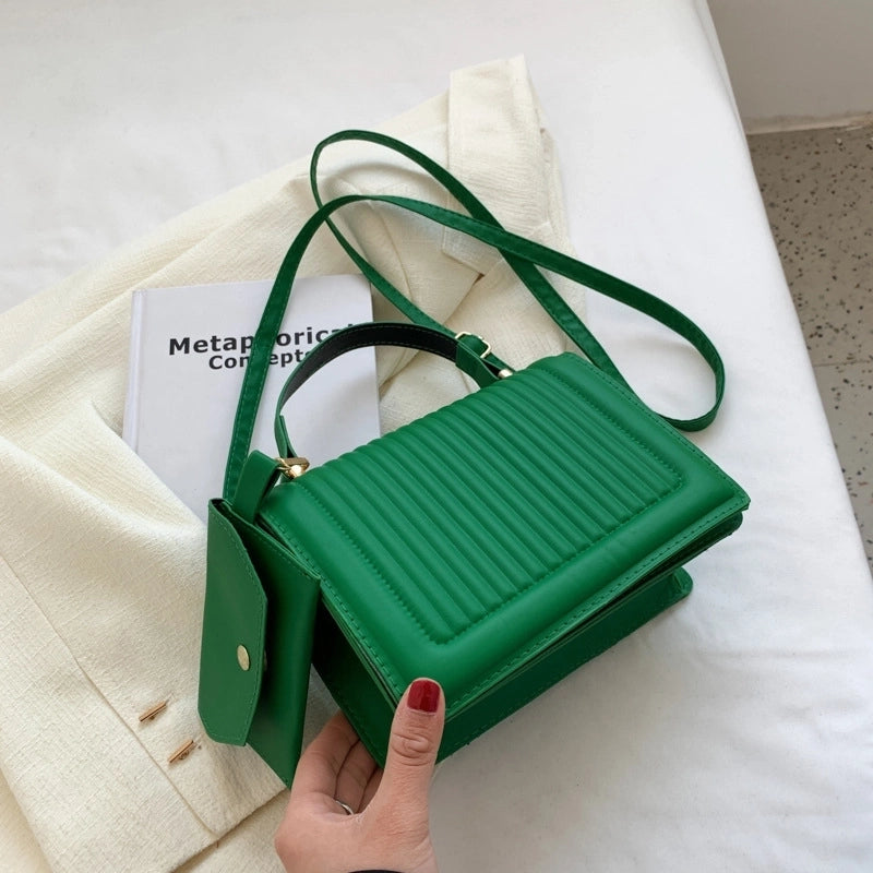 Women's Small Pu Leather Solid Color Basic Square Magnetic Buckle Handbag