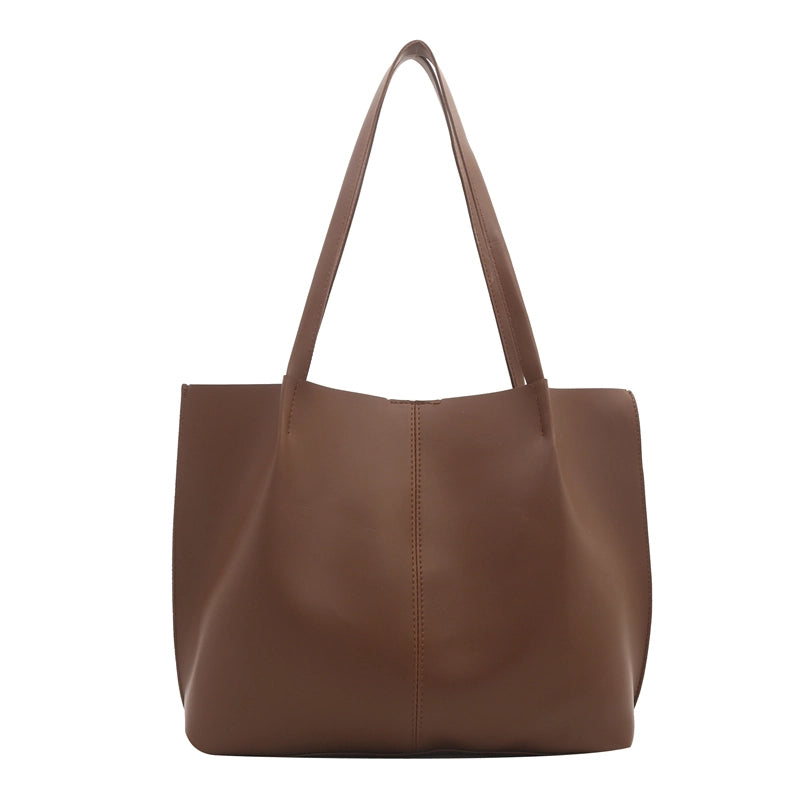 Women's Pu Leather Solid Color Classic Style Magnetic Buckle Shoulder Bag