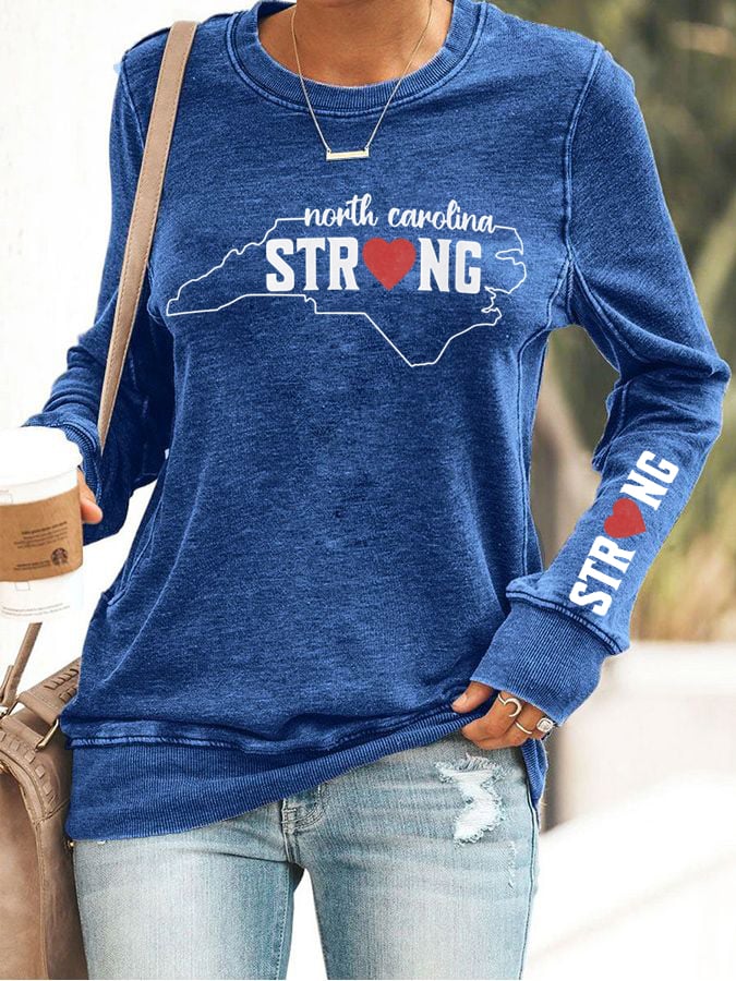 Women's North Carolina Strong Print Long Sleeve Sweatshirt