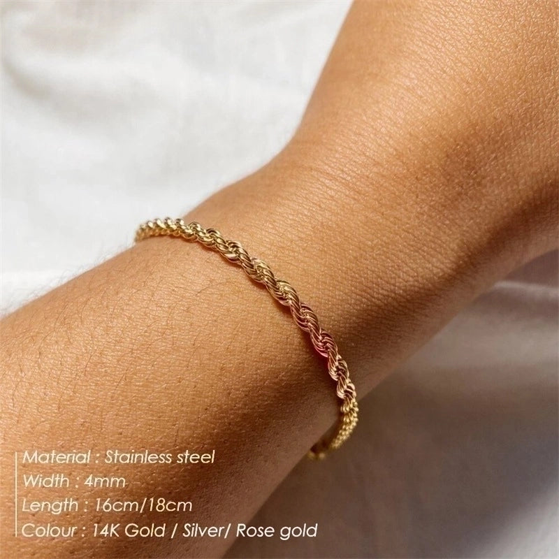 Fashion Geometric Titanium Steel 14K Gold Plated No Inlaid Bracelets In Bulk