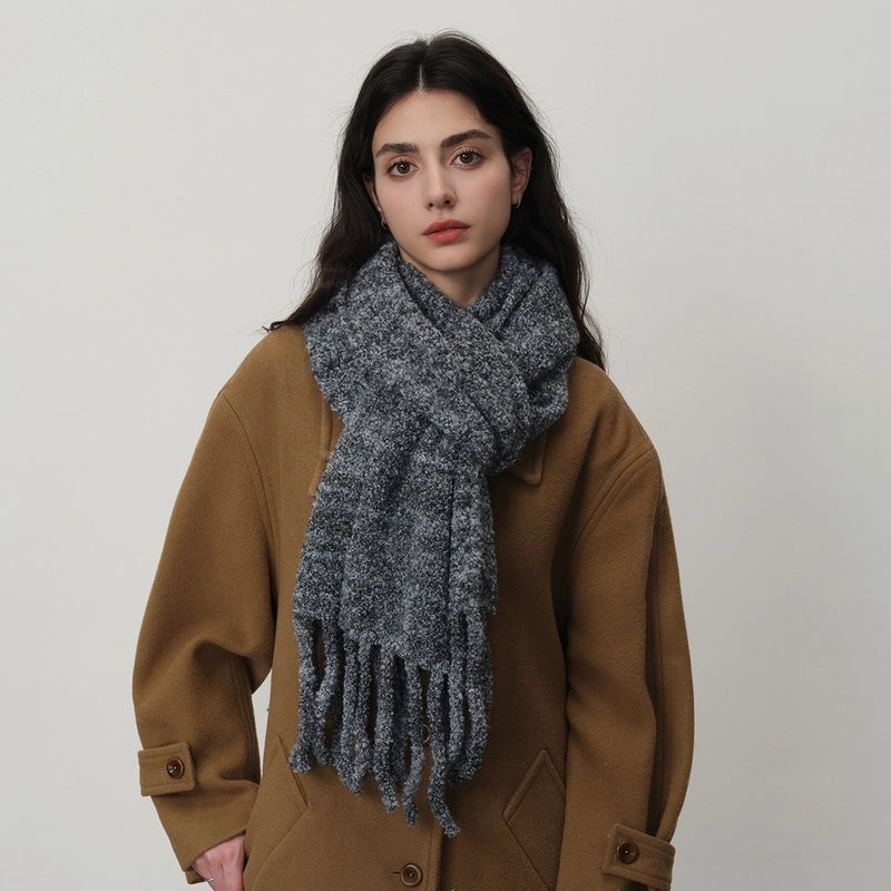 Women's Elegant Business Basic Solid Color Artificial Wool Wool Blend Tassel Scarf