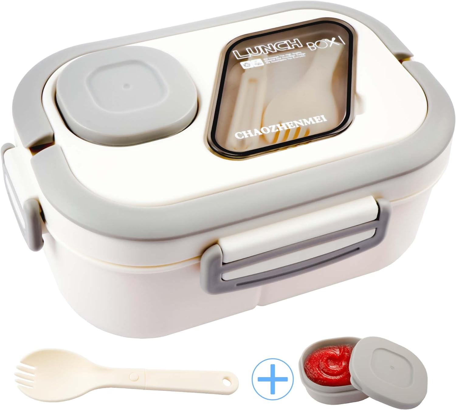 Bento Lunch Box. Salad Container. Bento-Style Tray For Toppings. Container For Dressings. And Built-In Reusable Fork And Knife