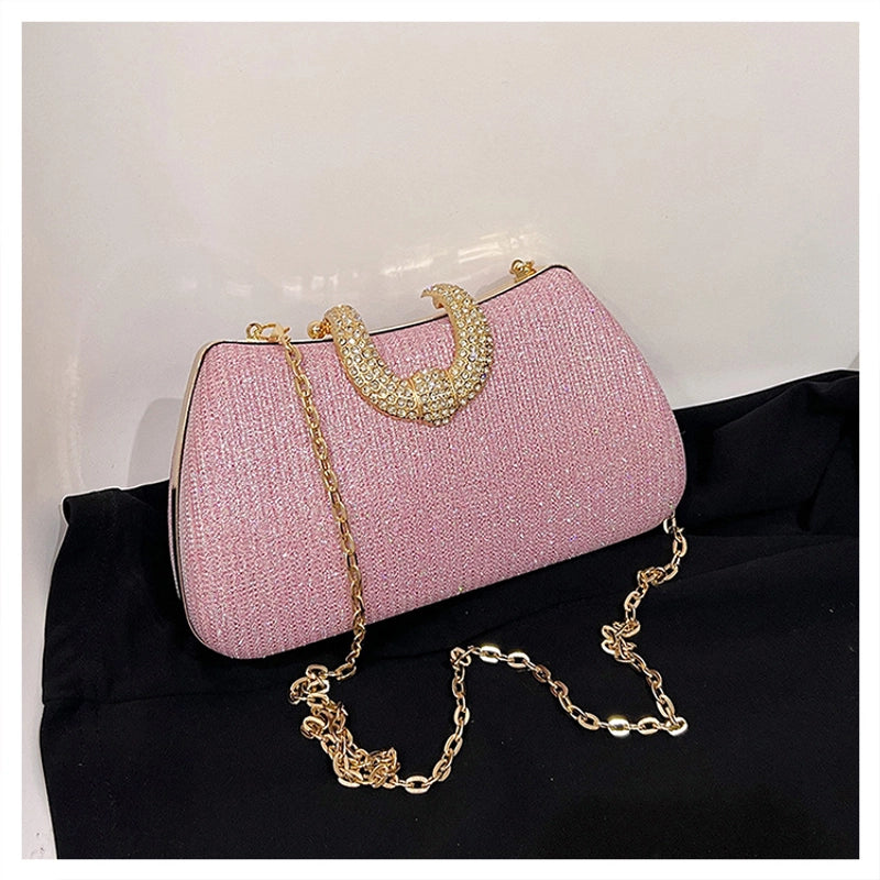 Silver Gold Pink PVC Solid Color Square Evening Bags