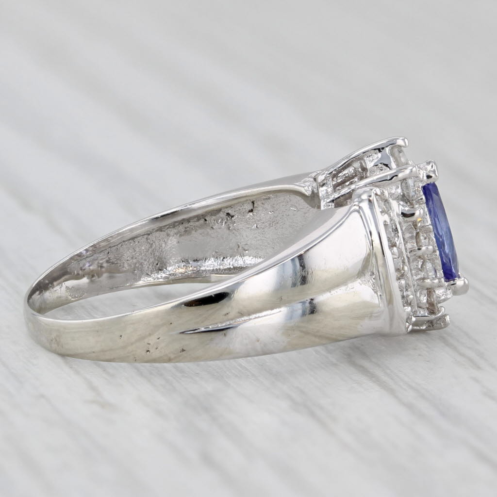 0.68ctw Marquise Tanzanite Diamond Halo Ring 14k White Gold Size 5.5 Engagement