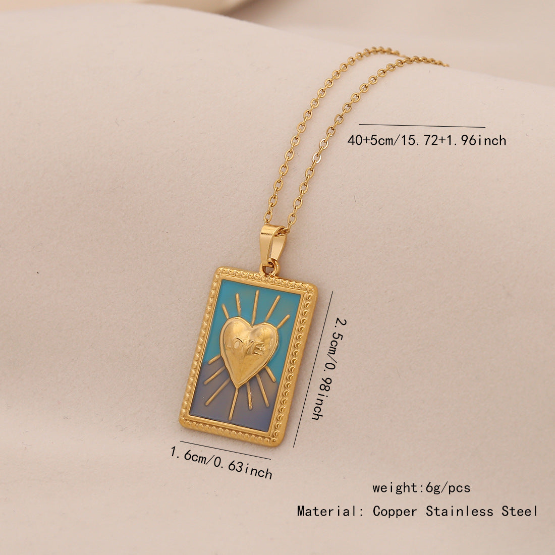 Vintage Tarot Pendant Necklace Love Fish Stainless Steel Necklace N1514