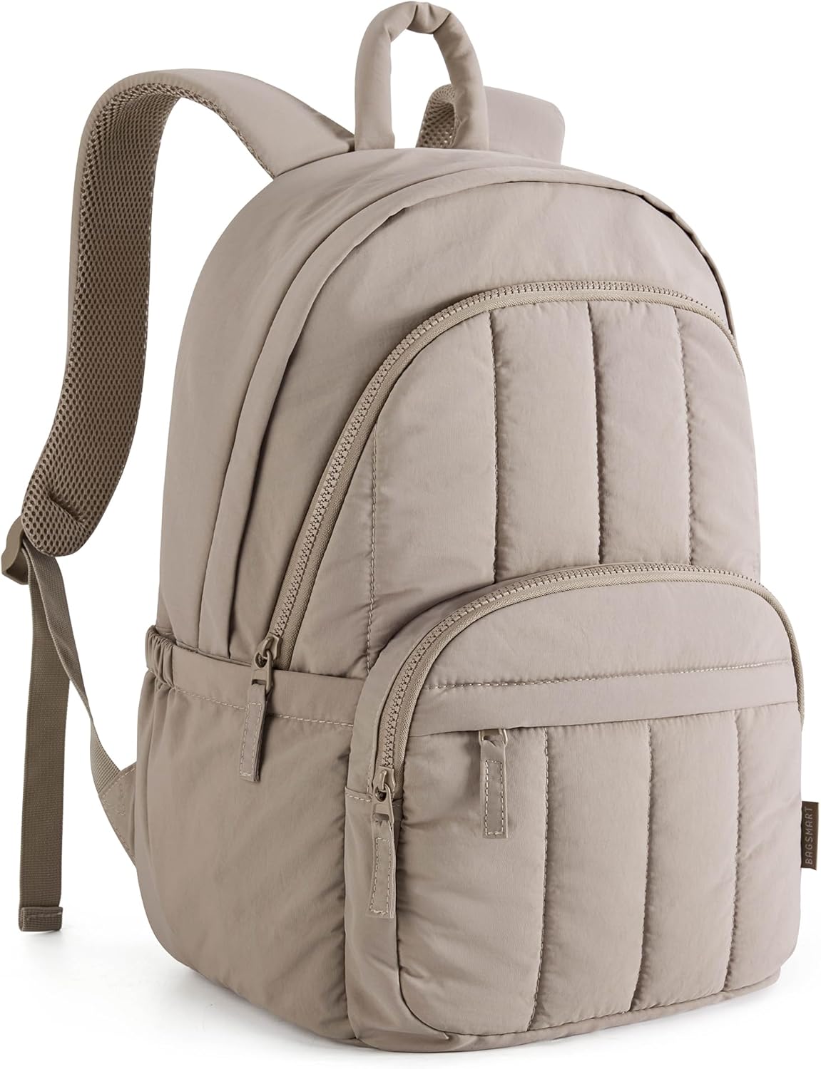 BAGSMAT Womens Backpack Travel Laptop Backpack for Women, Quilted College Laptop Bookbag, Work Back Pack for Women, Cute Computer Water-Resistant Casual Daypack, Puffer Champagne