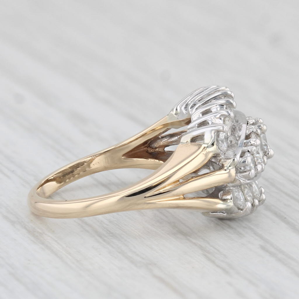 Vintage Tiered 0.90ctw Diamond Ring 14k Gold Size 4.5