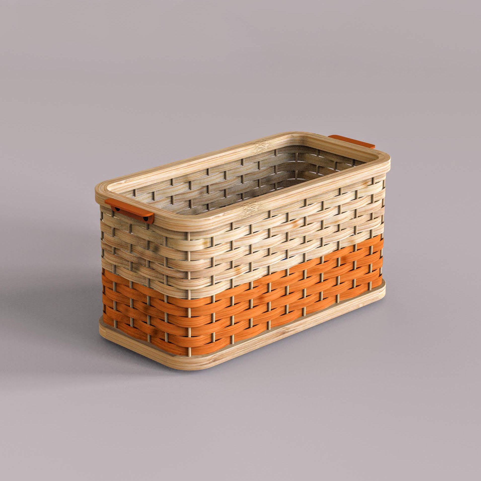 Stadium Desk Basket: Bamboo Handwoven Storage Basket | Multi-Color Basket for Office Desk Study Table | Corporate Gifting [30cm/12in(L) x 15cm/6in(B) x 15.5cm/6in(H)]