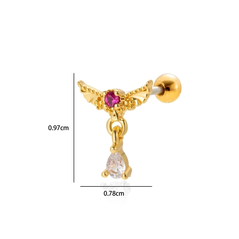 1 Piece Ear Cartilage Rings & Studs Minimalist Classic Style Heart Shape Wings Flower 316L Stainless Steel  Copper Plating Inlay Zircon