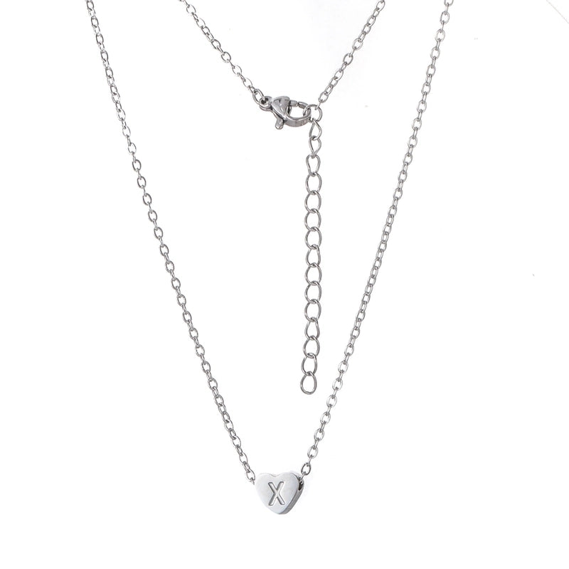 Stainless Steel Titanium Steel 18K Gold Plated Minimalist Letter Heart Shape None Pendant Necklace