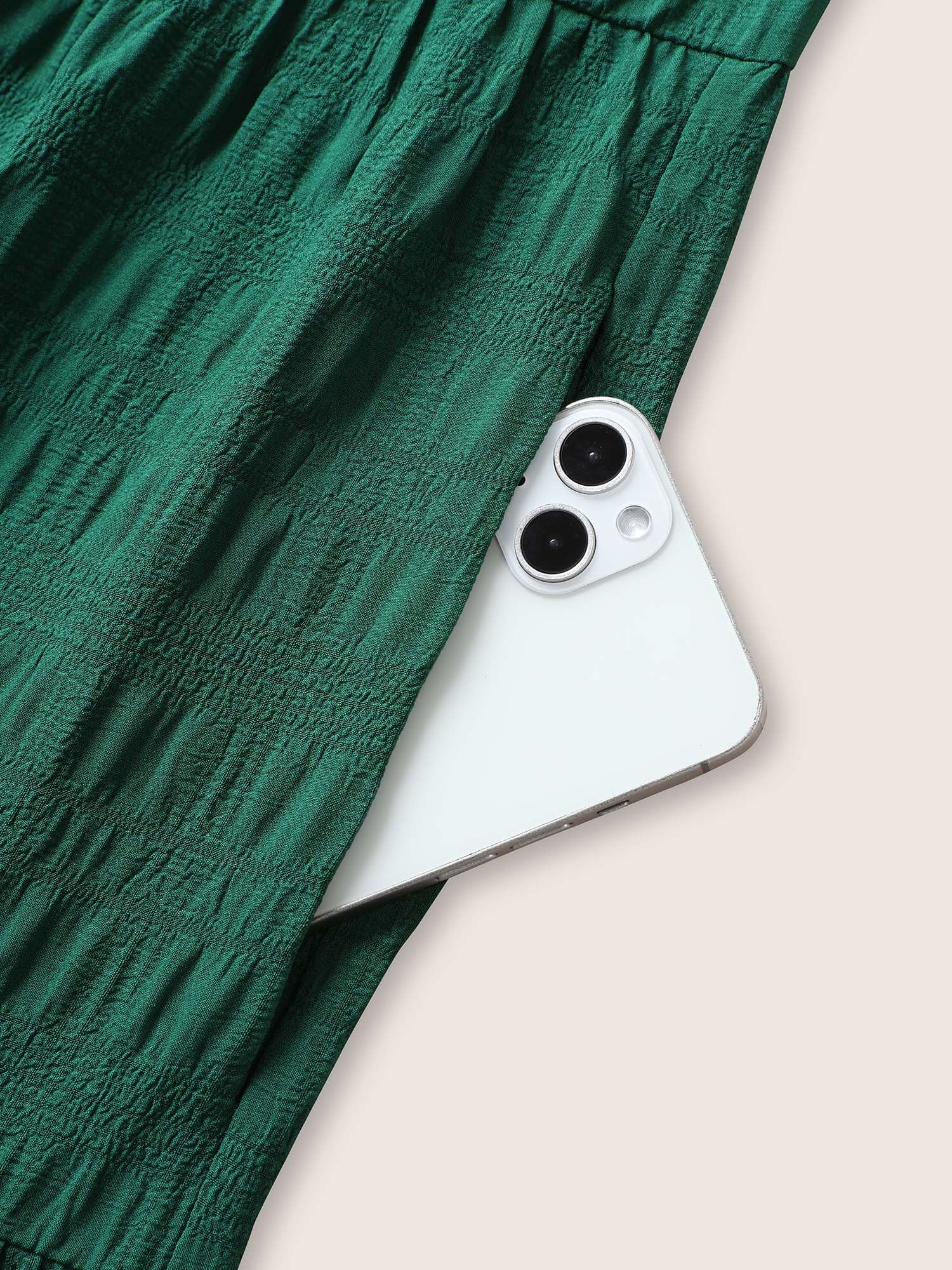 Plain Textured A-line Frill Trim Dress