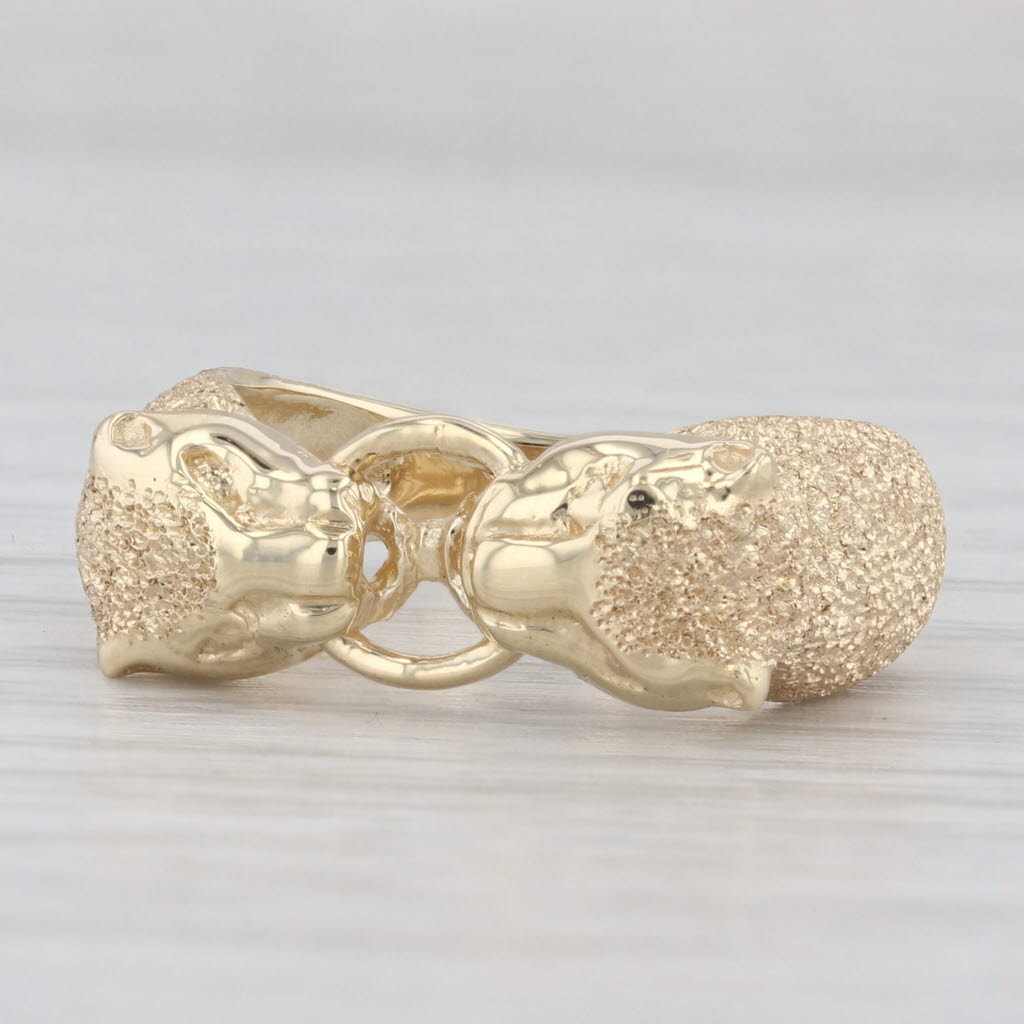 Panthers Holding Ring Brushed 14k Yellow Gold Size 7.5