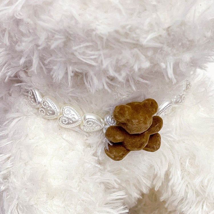Bear Decor Pearl Dog Cat Necklace