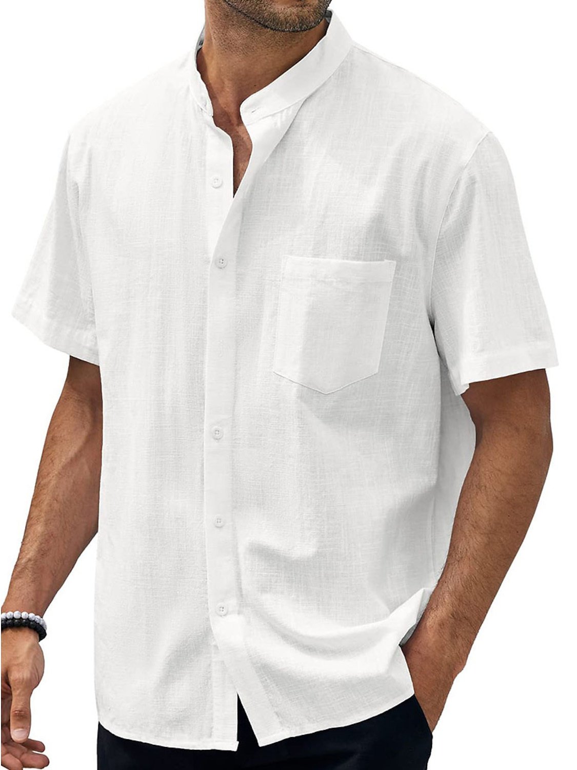 9-pack  Men's Hawaiian Casual Beach Stand Collar Pocket Short Sleeves