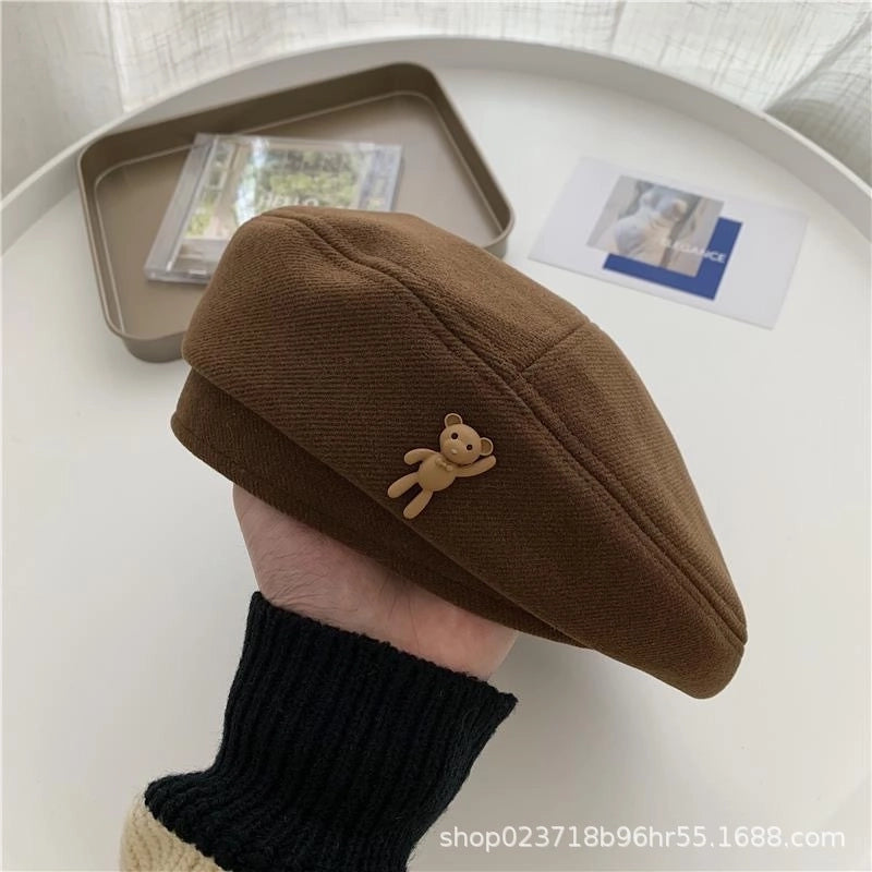 Love Beret Love 2025 Women Autumn And Winter New Woolen Hat Big Head Circumference Face Small