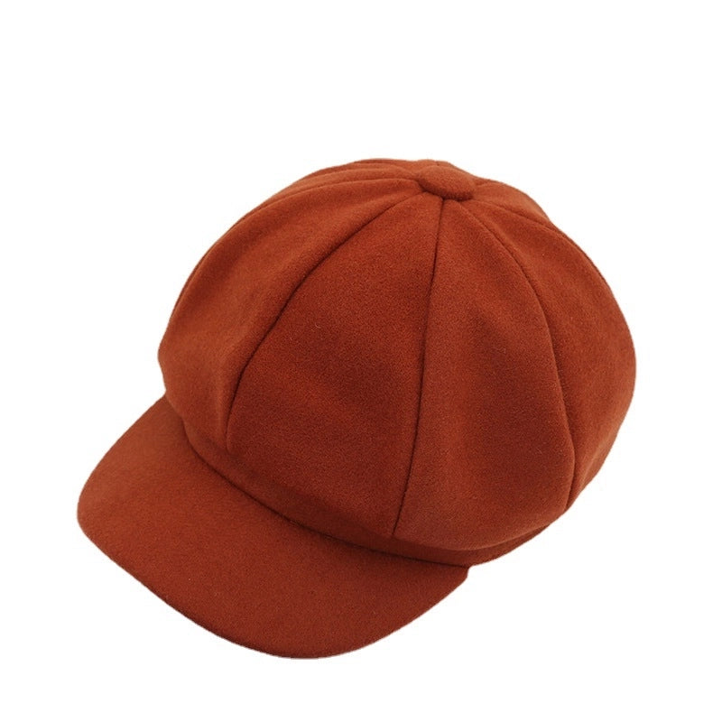 Octagonal Hat New Female Autumn And Winter Korean Woolen Hat Warm Fashion Retro Duck Tongue Beret Spot
