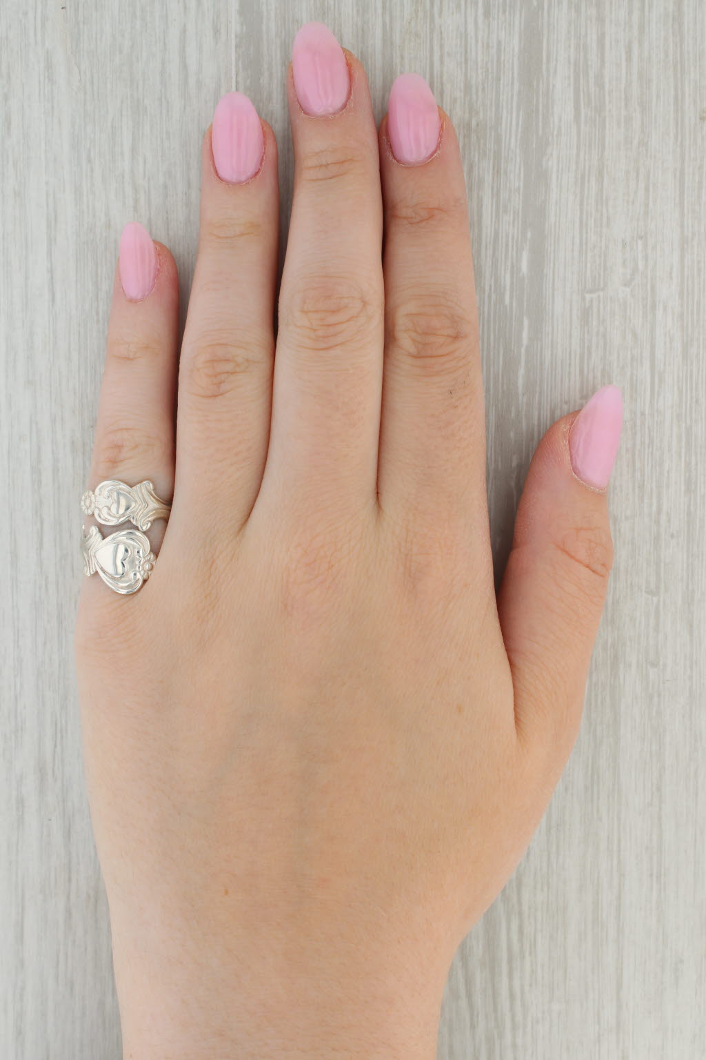 Heart Spoon Ring Sterling Silver Adjustable Size Floral Avon