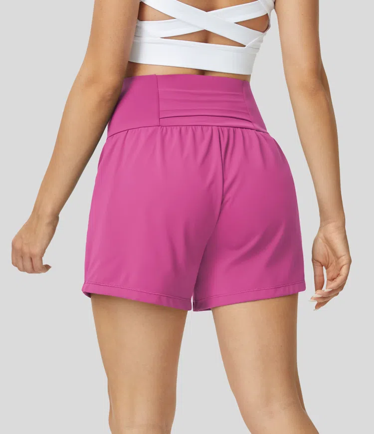 ⚡7 Packs for $24.98⚡Super High Waisted Back Pocket & Side Hidden Pocket 2-in-1 Yoga Shorts, 7/14 Color Sets