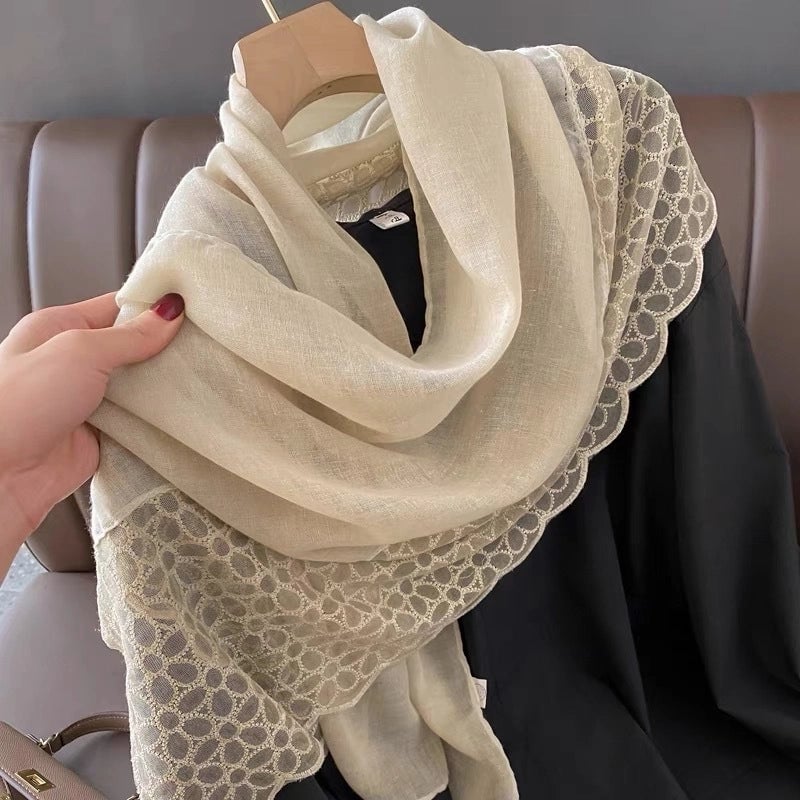 Women's Classic Style Solid Color Voile Patchwork Shawl