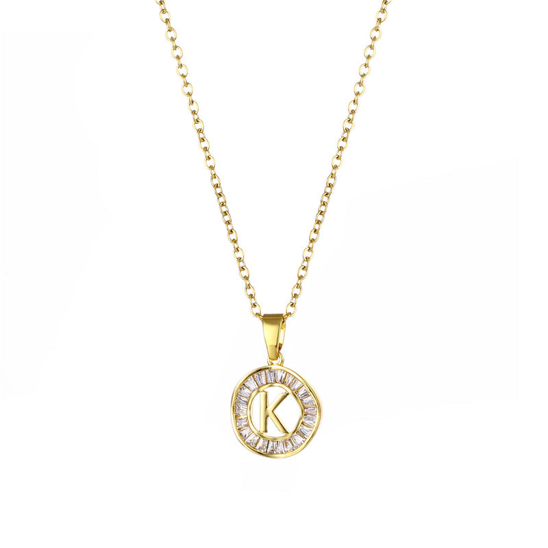 Natural Letter Text Number Stainless Steel Electroplating Necklaces