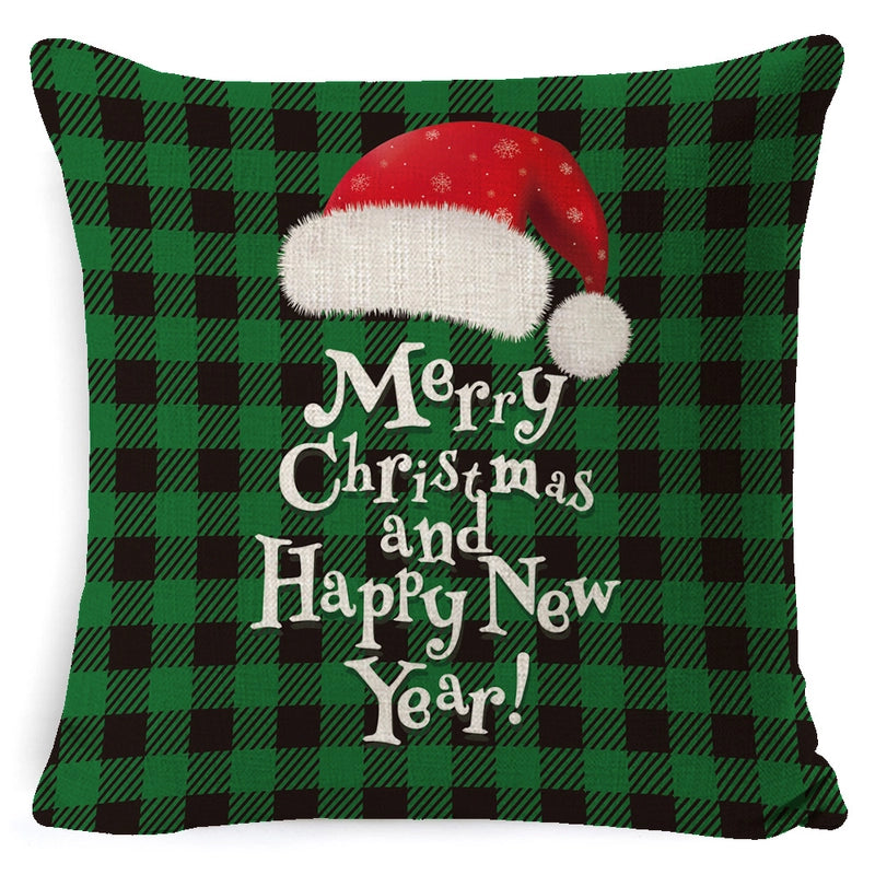 Retro Christmas Tree Santa Claus Christmas Socks Linen Pillow Cases