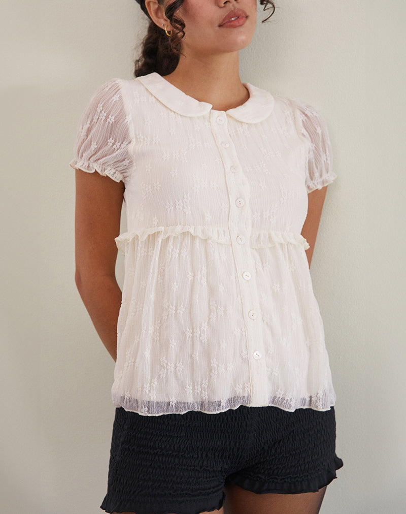 Immy Blouse in Lace Ivory