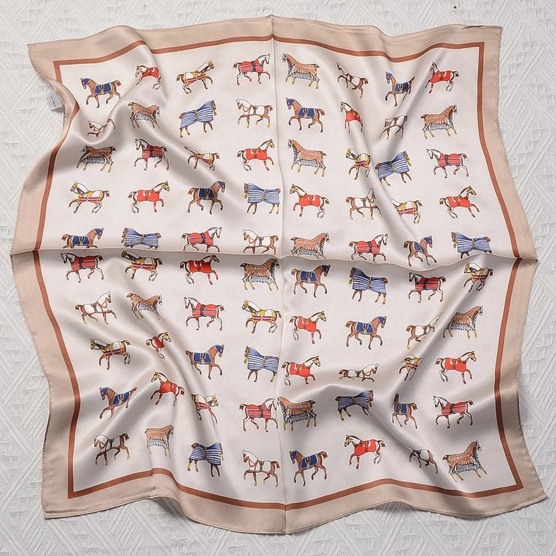 Silk Scarf Women's Spring Fashion Striped Silk Scarf 70 Square Scarf Advanced Sunscreen Scarf