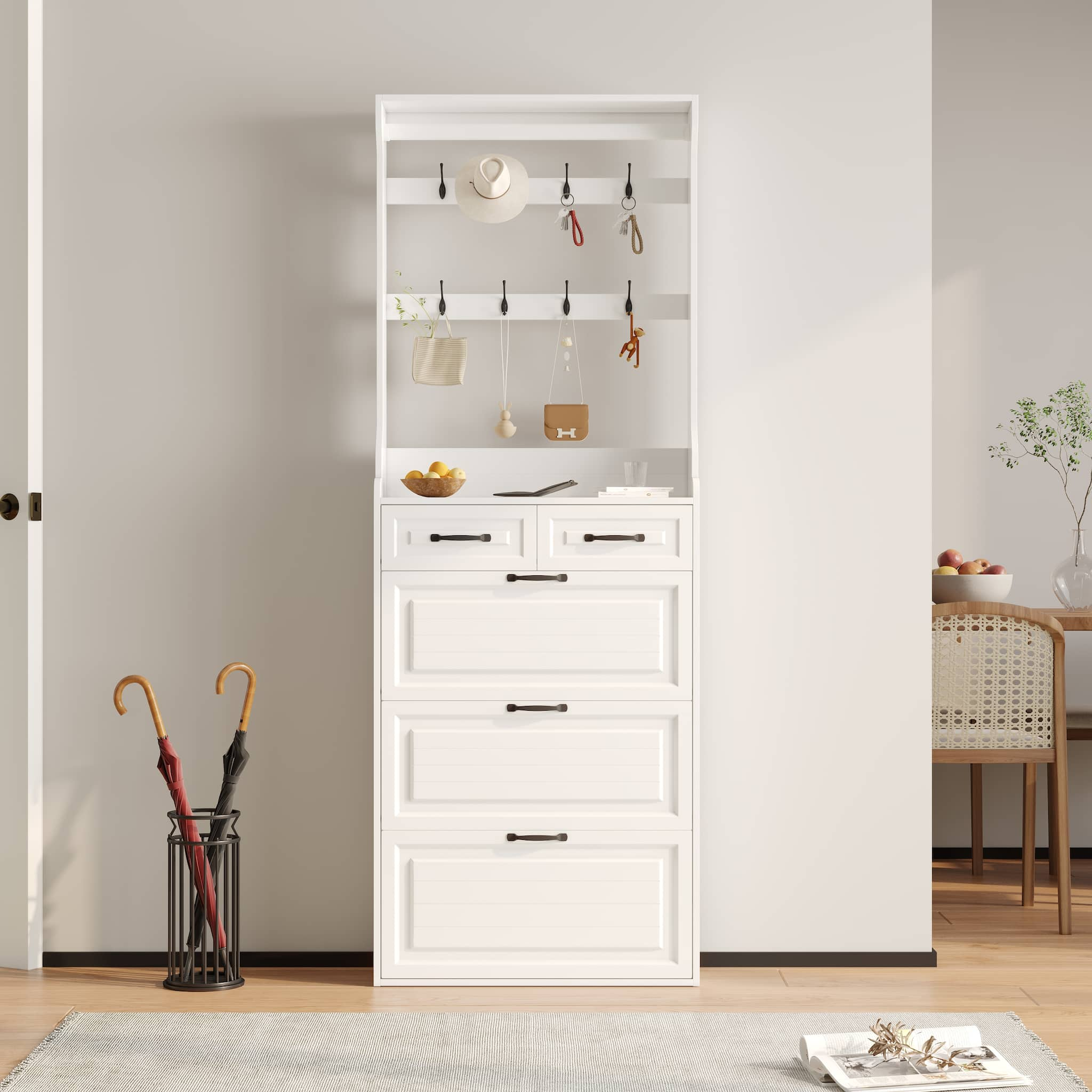 3-door 2-drawer hanging shoe cabinet with PVC doors and ample storage space