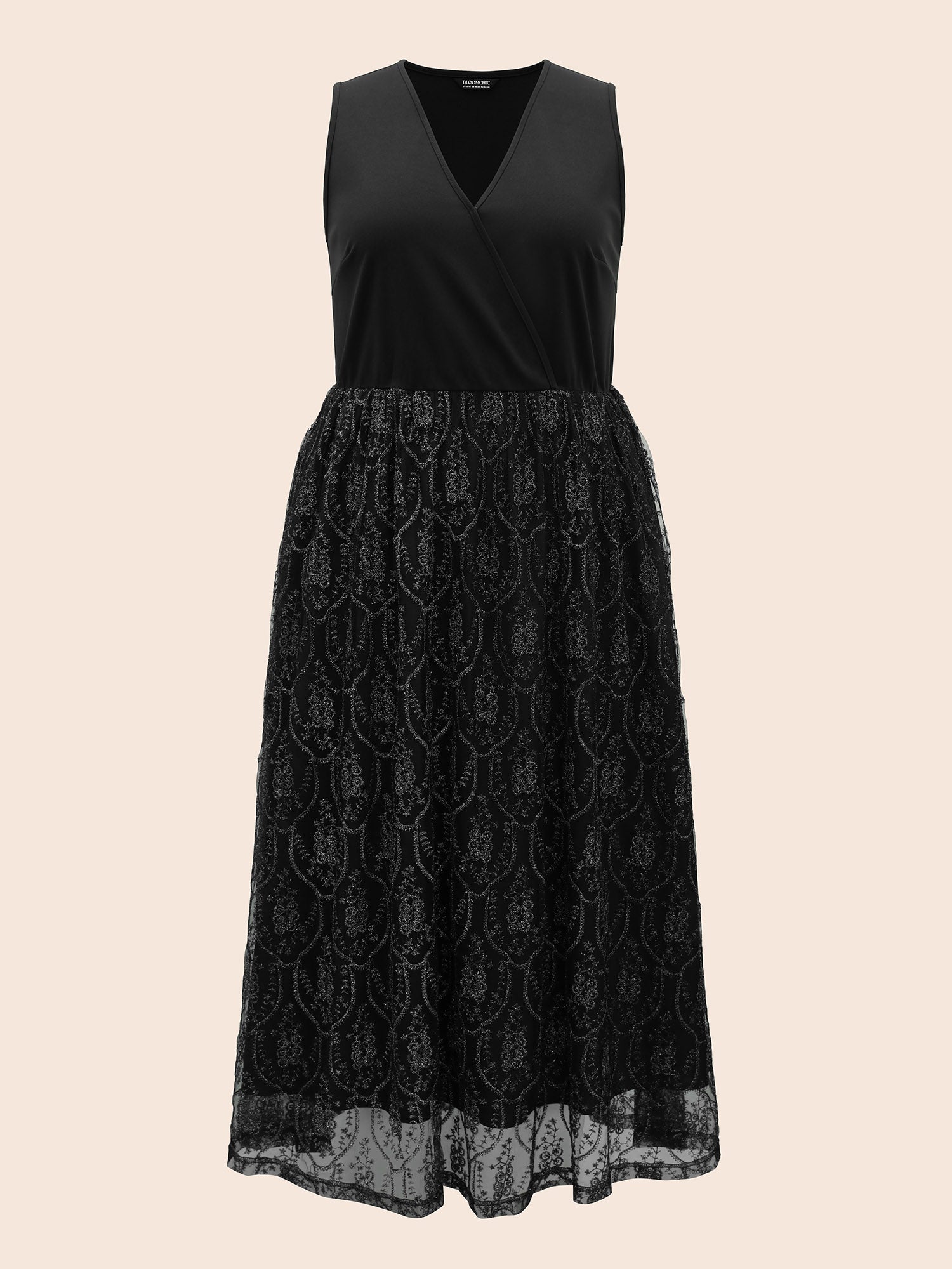 Embroidered Mesh Patchwork Sleeveless Dress