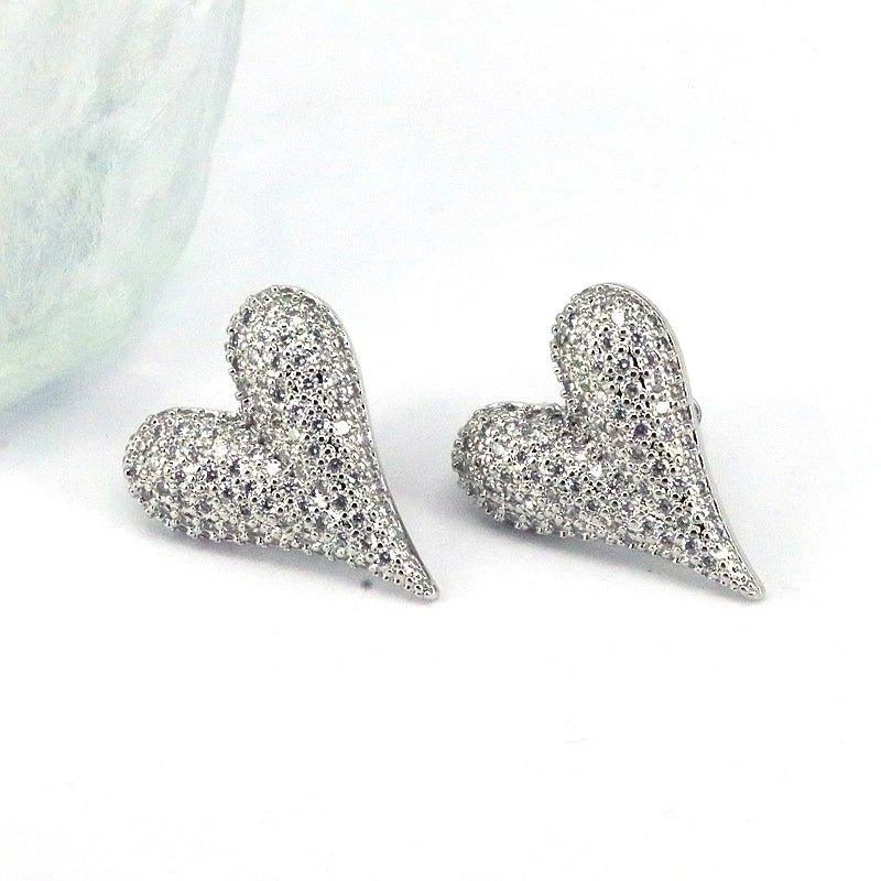 1 Pair Ig Style Minimalist Round Water Droplets Heart Shape Plating Inlay Copper Zircon 18k Gold Plated Silver Plated Ear Studs