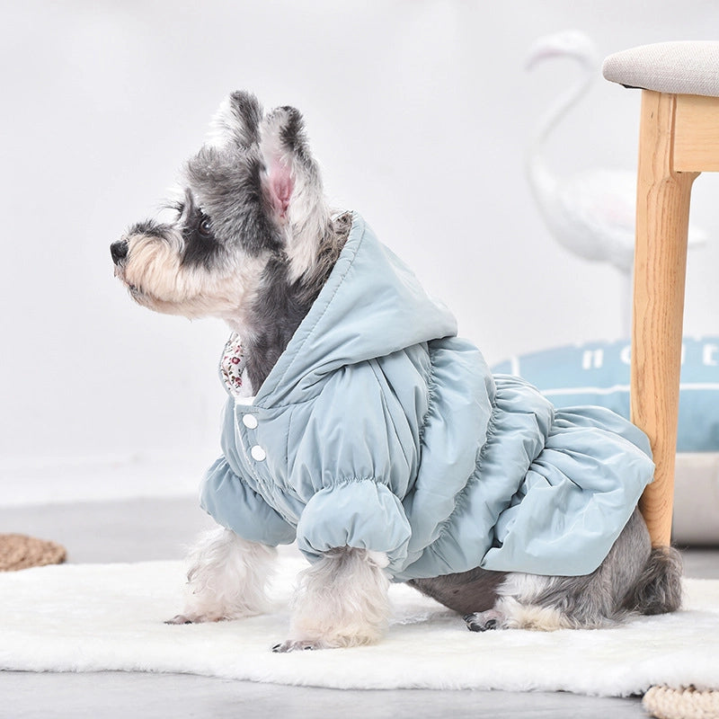 Pet Bear Small Dog Sweater Shiner Teddy Dog Clothes Autumn/winter Two-legged Floral Bubble Dress
