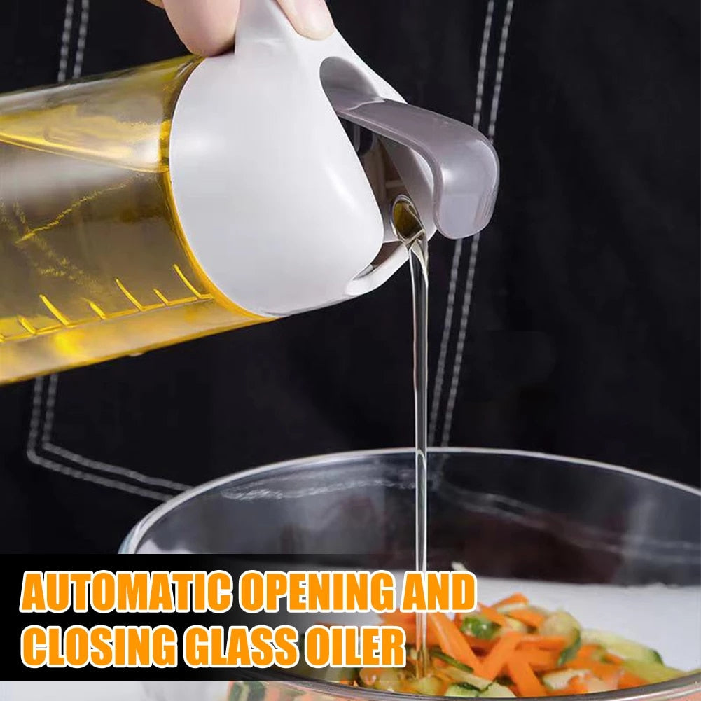 630ml Oil Dispenser Bottle Auto Flip Condiment Container Oil Jug Leakproof Kitchen Cooking Oil Jar