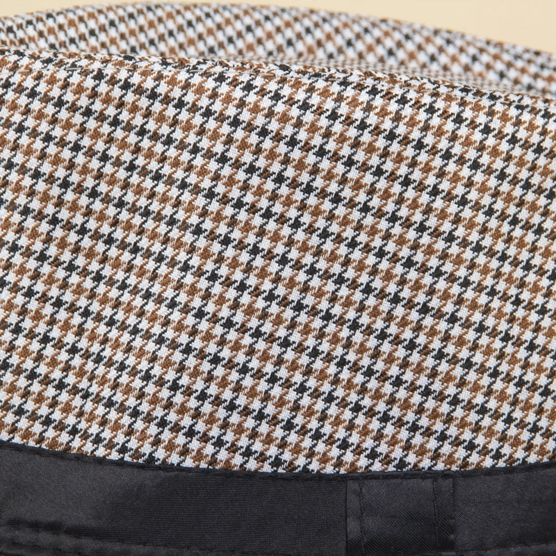 Patch Houndstooth Bowler Hat Style Men's Jazz Hat Gentleman Hat Fashion Casual Hat Plaid Pattern Hat