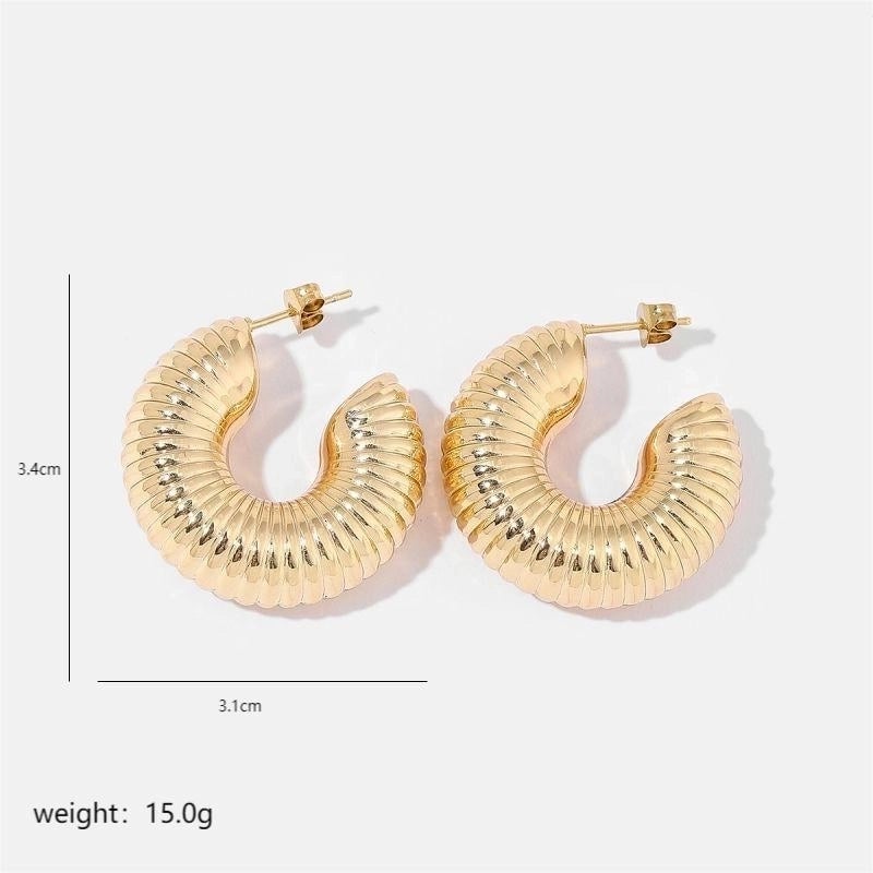 1 Pair Minimalist Solid Color Commute Geometric Semicircle Circle Plating Stainless Steel 18K Gold Plated Earrings