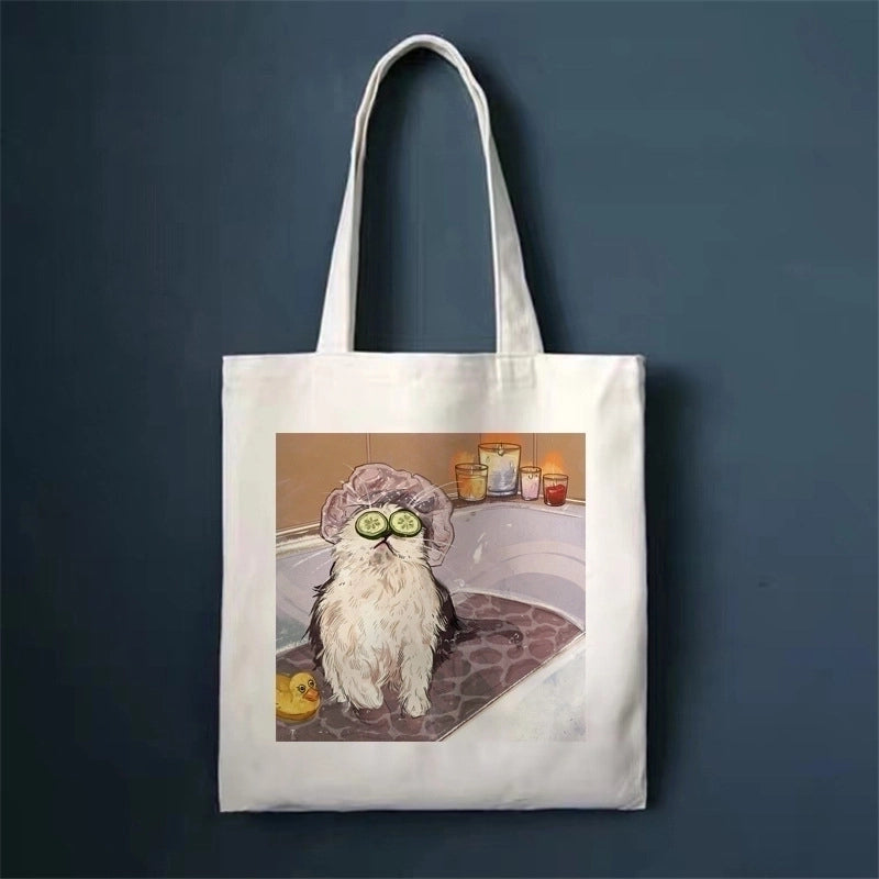 Women's Minimalist Cat Shopping Bags